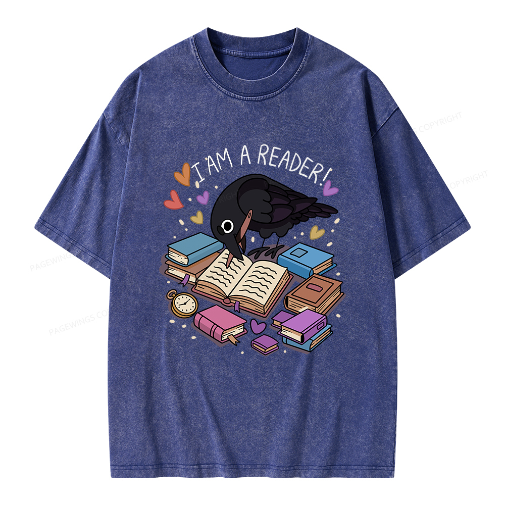 Pagewings I Am An Reader Unisex Washed T-shirt