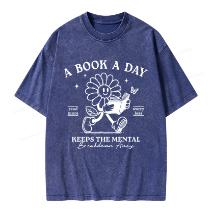 Pagewings Read More Worry Less Unisex Washed T-shirt