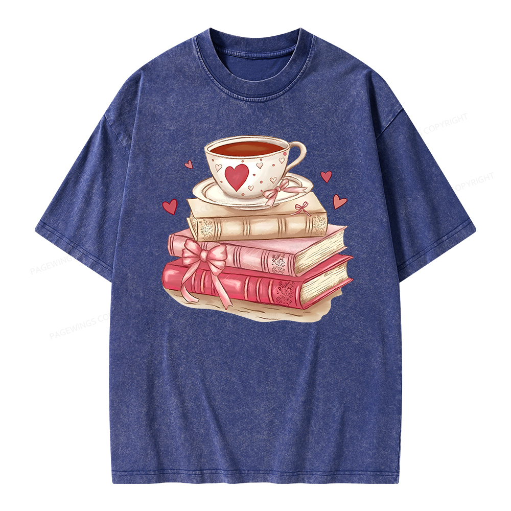 Pagewing Book Lover Valentine Sweatshirt Unisex Washed T-shirt