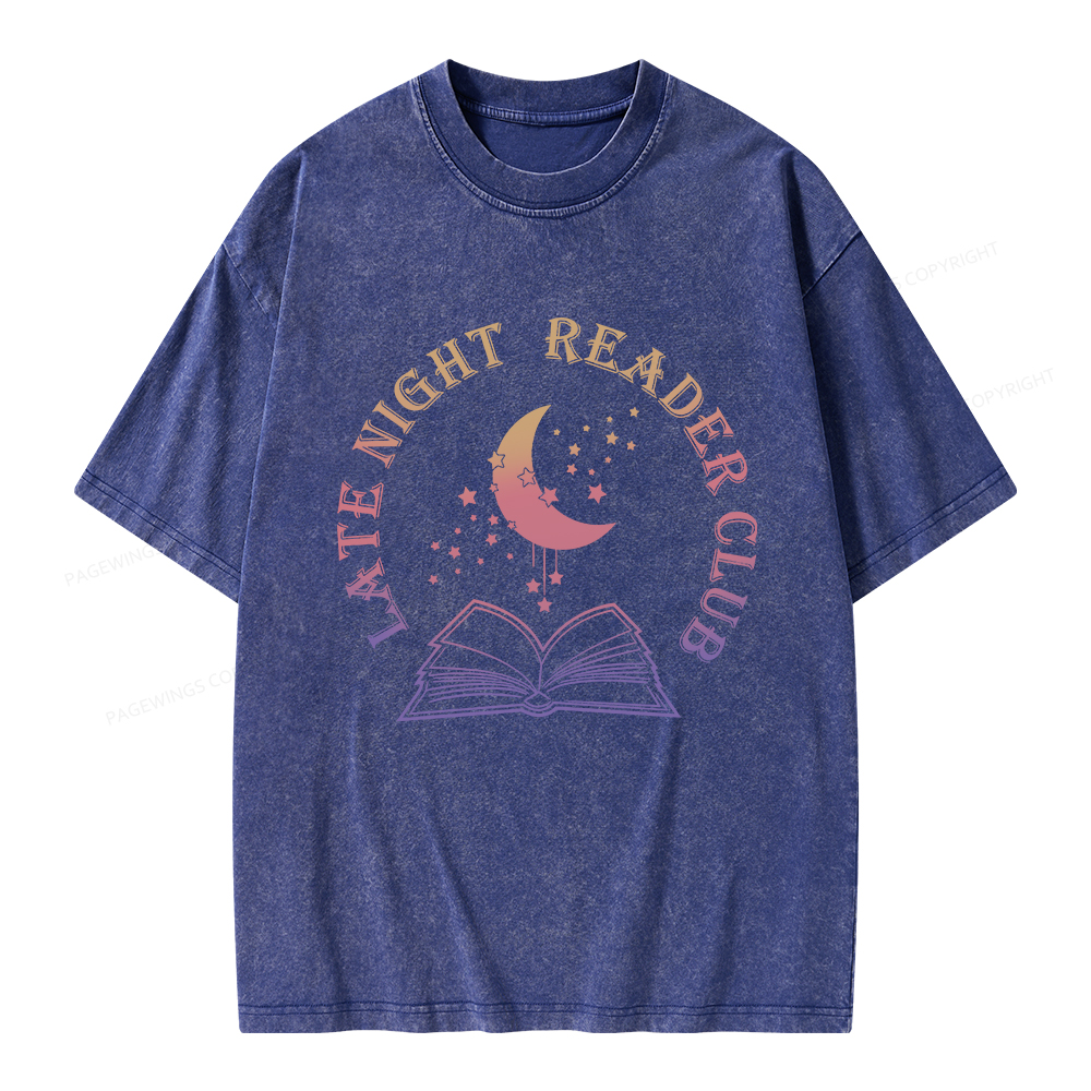 Pagewings Late Night Reader Club Unisex Washed T-shirt