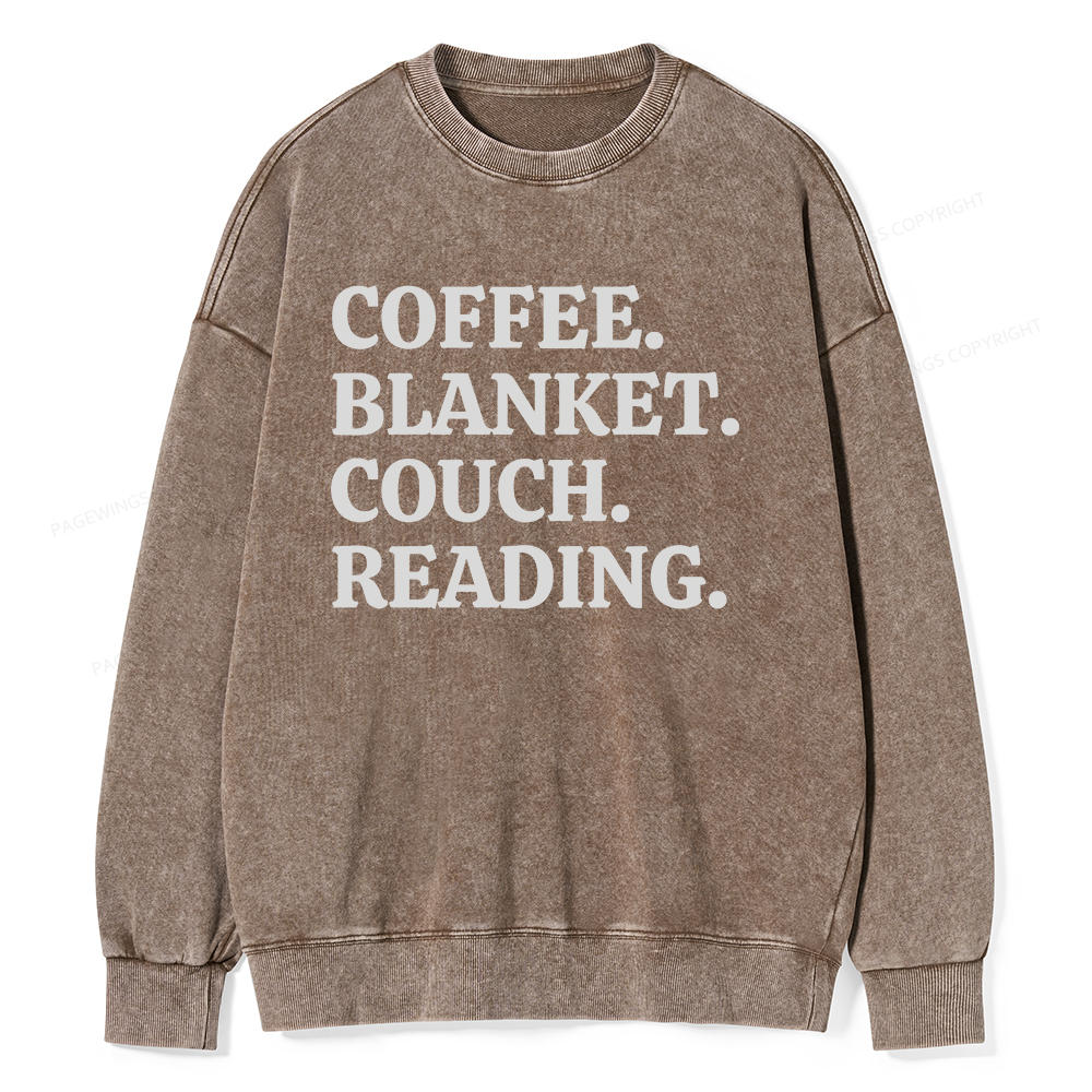 Pagewings Coffee Blanket Couch Reading Unisex Washed Sweatshirt