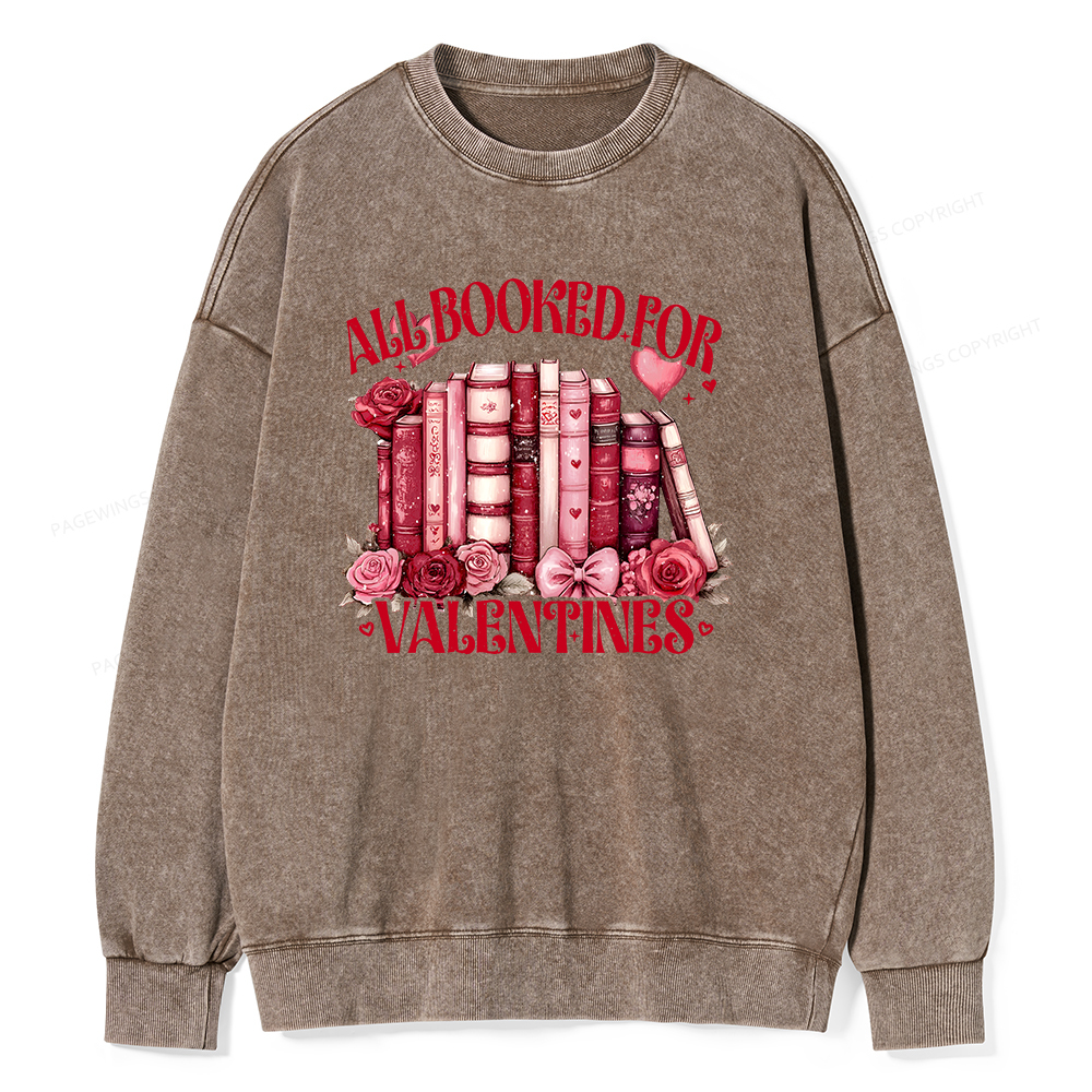 Pagewin Book Lover Shirt Design, Floral Valentine Unisex Washed Sweatshirt