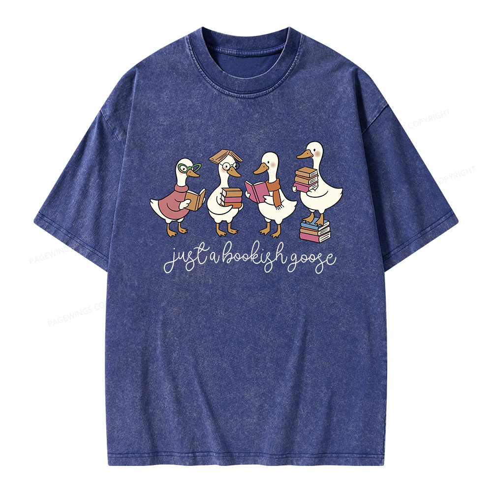 Pagewings Just A Bookish Goose Unisex Washed T-shirt