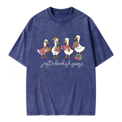 Pagewings Just A Bookish Goose Unisex Washed T-shirt