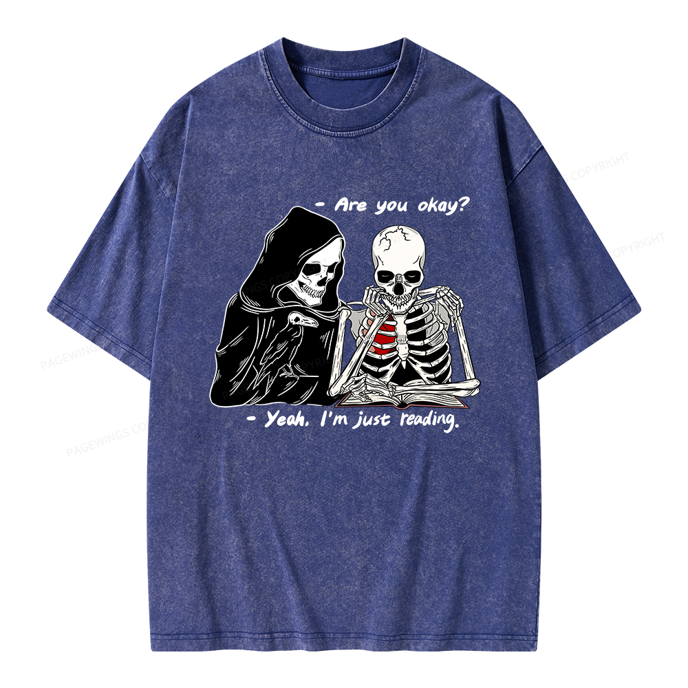Pagewings Yeah I'm Just Reading Unisex Washed T-shirt