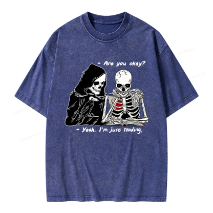 Pagewings Yeah I'm Just Reading Unisex Washed T-shirt