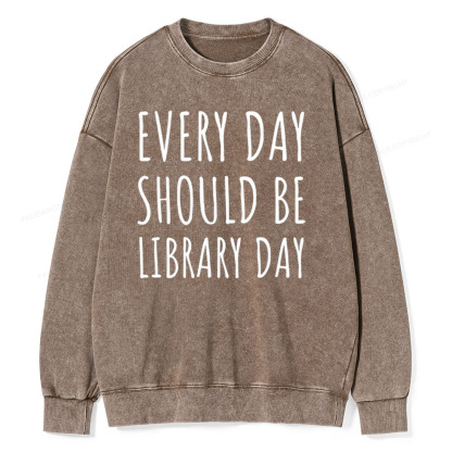 Pagewings Library Day Media Specialist Shirt Library Shirt Unisex Washed Sweatshirt