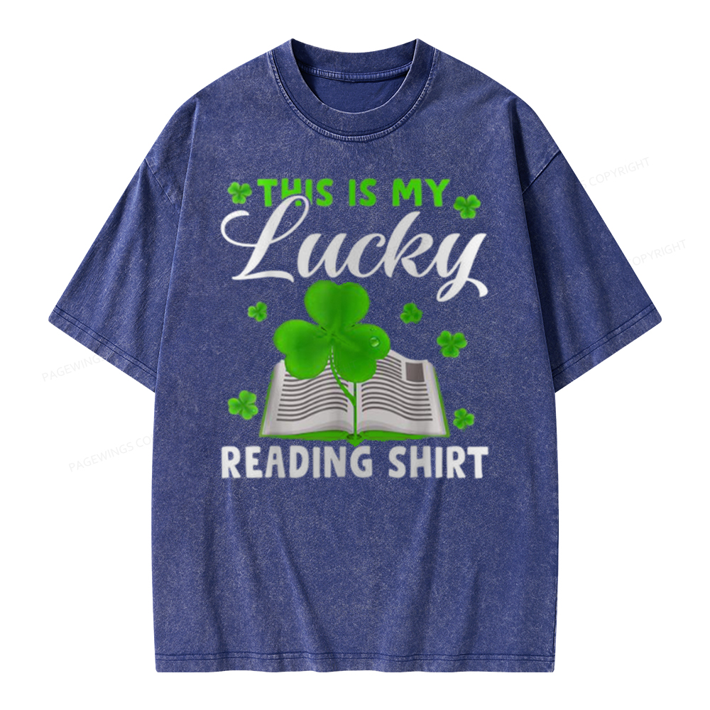 Pagewing Lucky Reading St Patricks Day Book Lover Unisex Washed T-shirt
