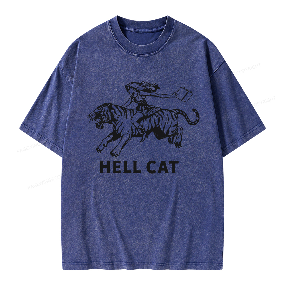 Pagewings Cowgirl Hell Cat  Unisex Washed T-shirt