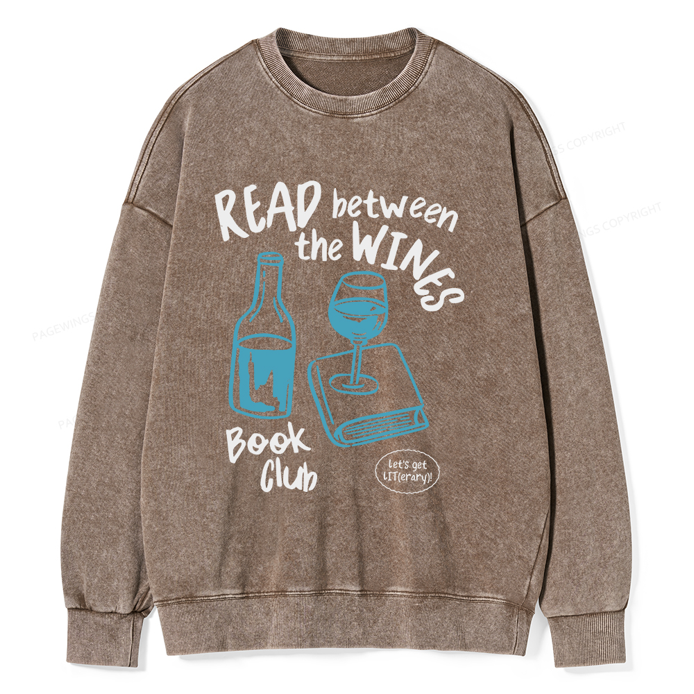 Pagewings Wine Lover Book Club Unisex Washed Sweatshirt