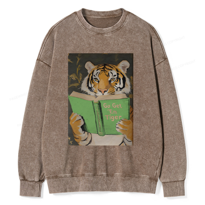 Pagewings Motivational Tiger Unisex Washed Sweatshirt