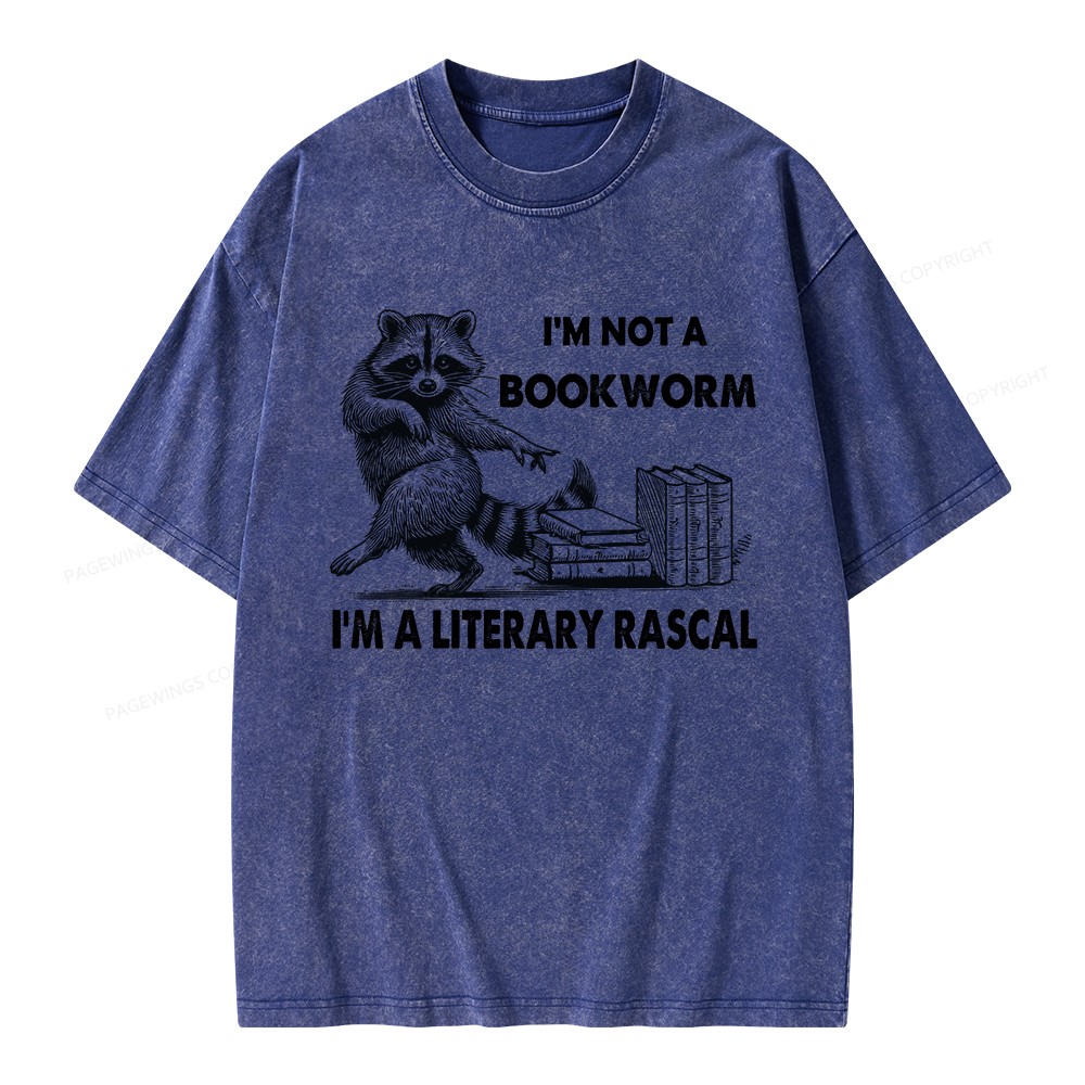 Pagewings I'm Not A Bookworm I'm A Literary Rascal Unisex Washed T-shirt