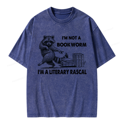 Pagewings I'm Not A Bookworm I'm A Literary Rascal Unisex Washed T-shirt