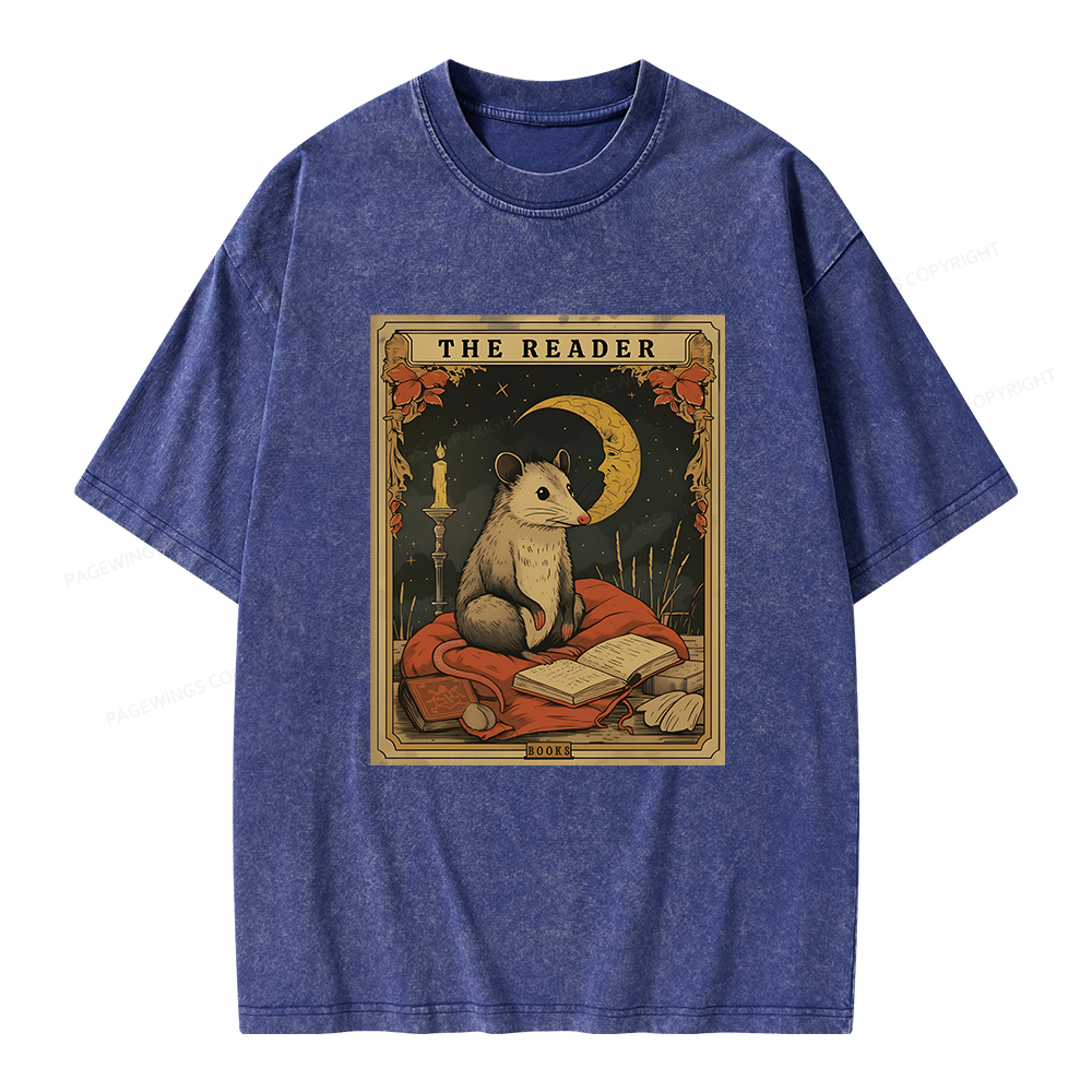 Pagewings The Reader Tarot Card Unisex Washed T-shirt