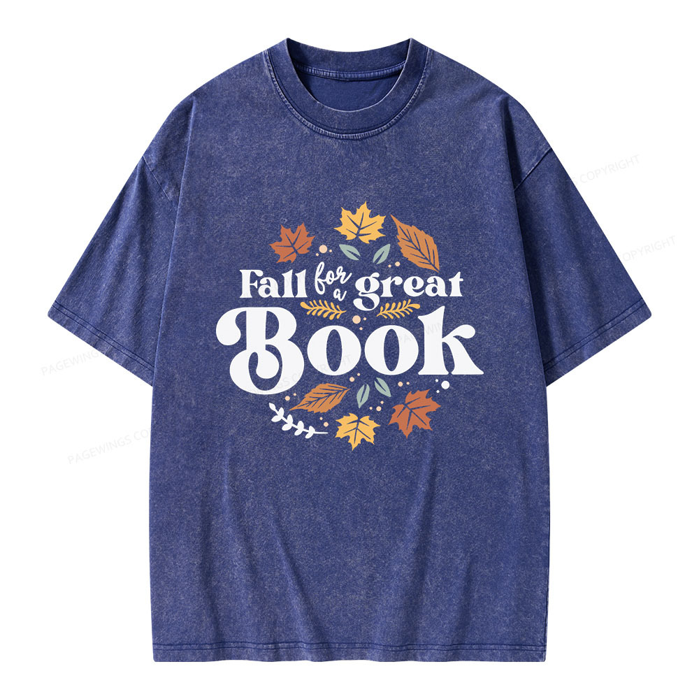 Pagewings Thanksgiving Fall For A Great Book Unisex Washed T-shirt