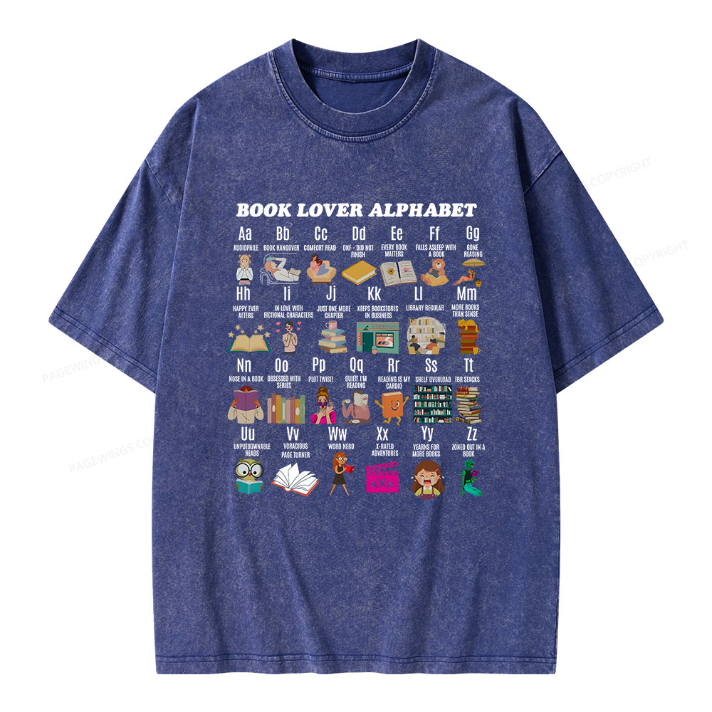 Pagewings Book Lover Alphabet Unisex Washed T-shirt