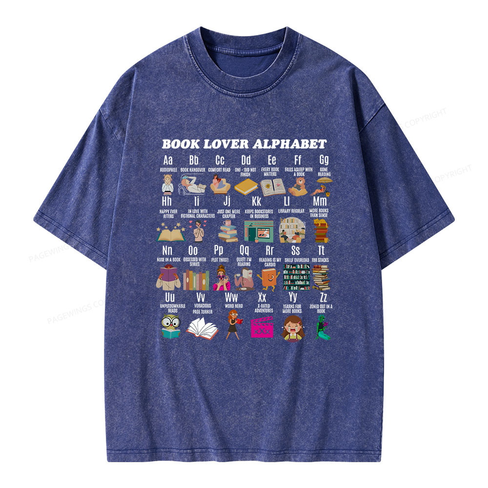 Pagewings Book Lover Alphabet Unisex Washed T-shirt