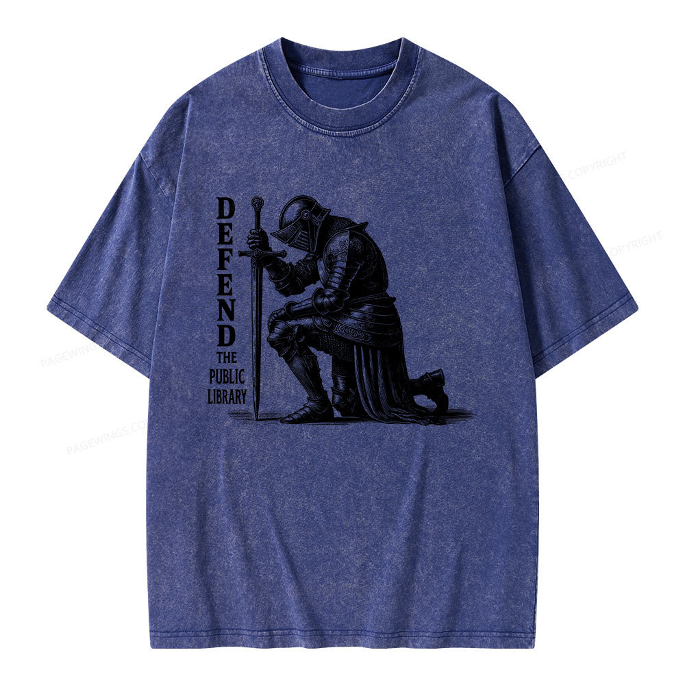 Pagewings Defend the Public Library Unisex Washed T-shirt