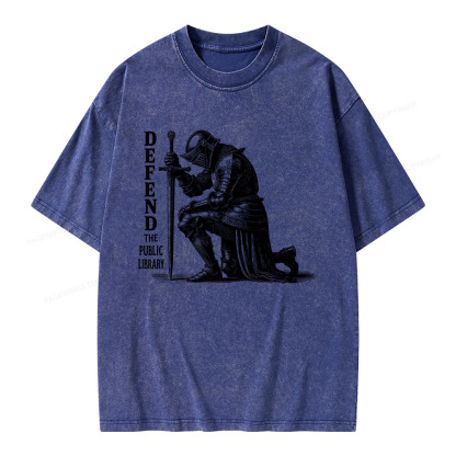 Pagewings Defend the Public Library Unisex Washed T-shirt