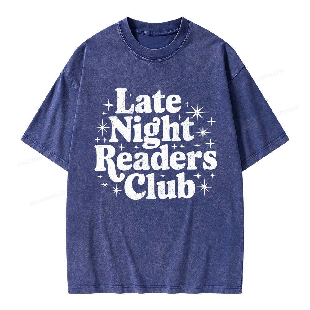 Pagewings Late Night Readers Club Unisex Washed T-shirt