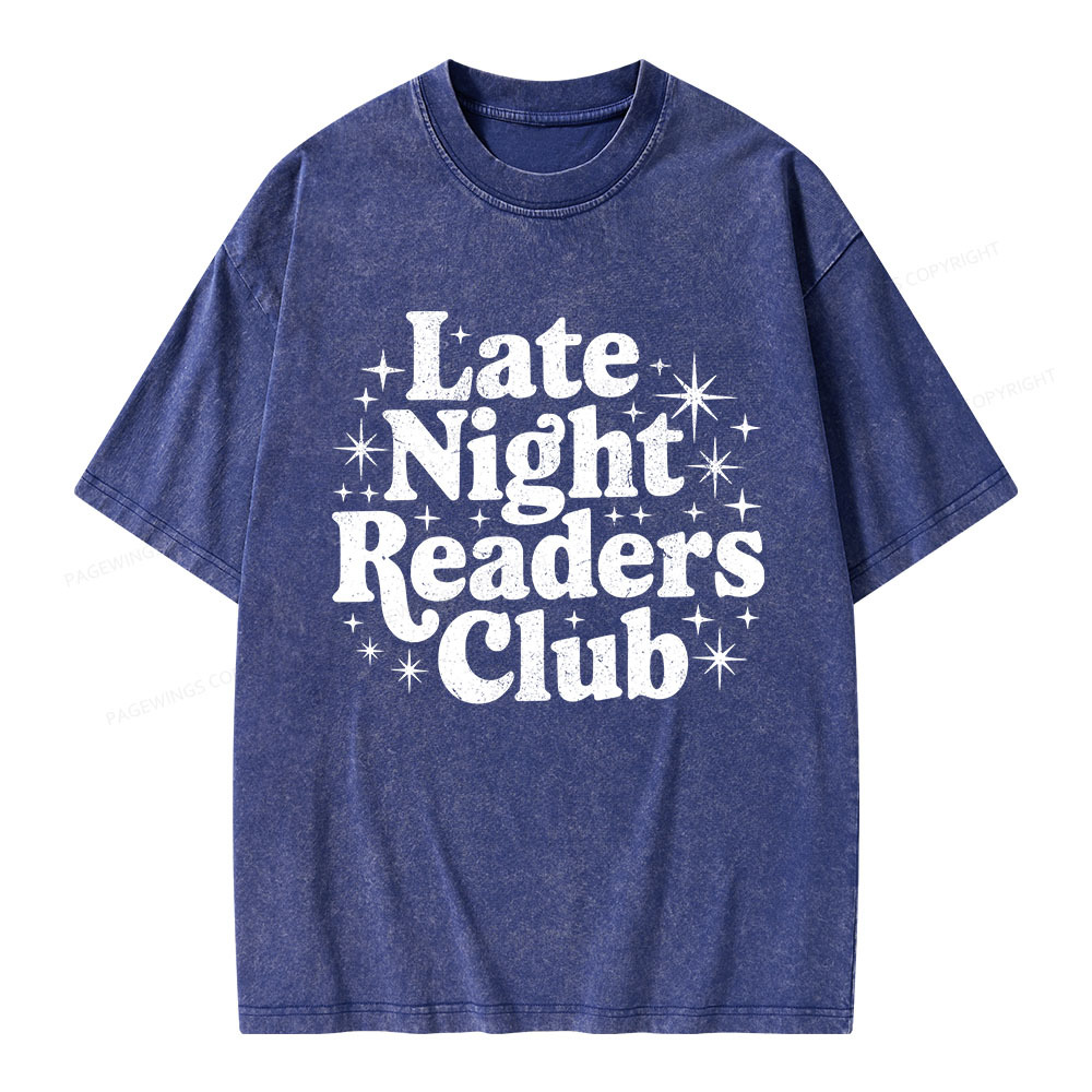 Pagewings Late Night Readers Club Unisex Washed T-shirt