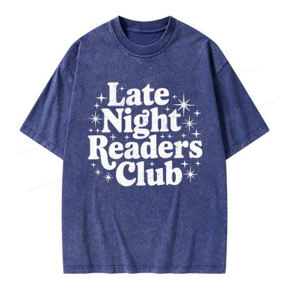 Pagewings Late Night Readers Club Unisex Washed T-shirt