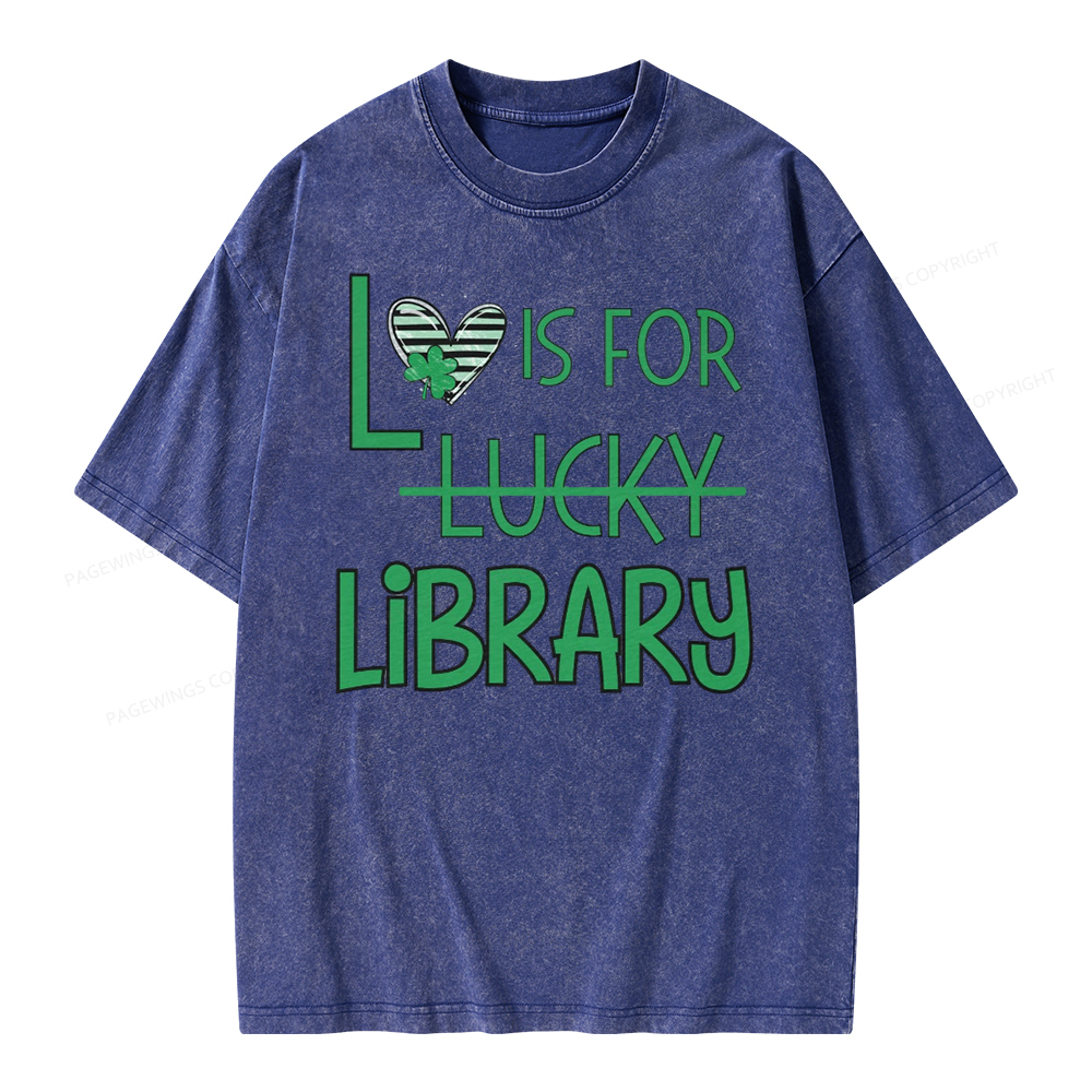 Pagewing St Patricks Day Librarian Tshirt Shirt Unisex Washed T-shirt
