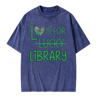 Pagewing St Patricks Day Librarian Tshirt Shirt Unisex Washed T-shirt