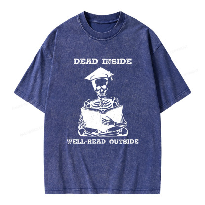 Pagewings Dead Inside Well-Read Outside Unisex Washed T-shirt