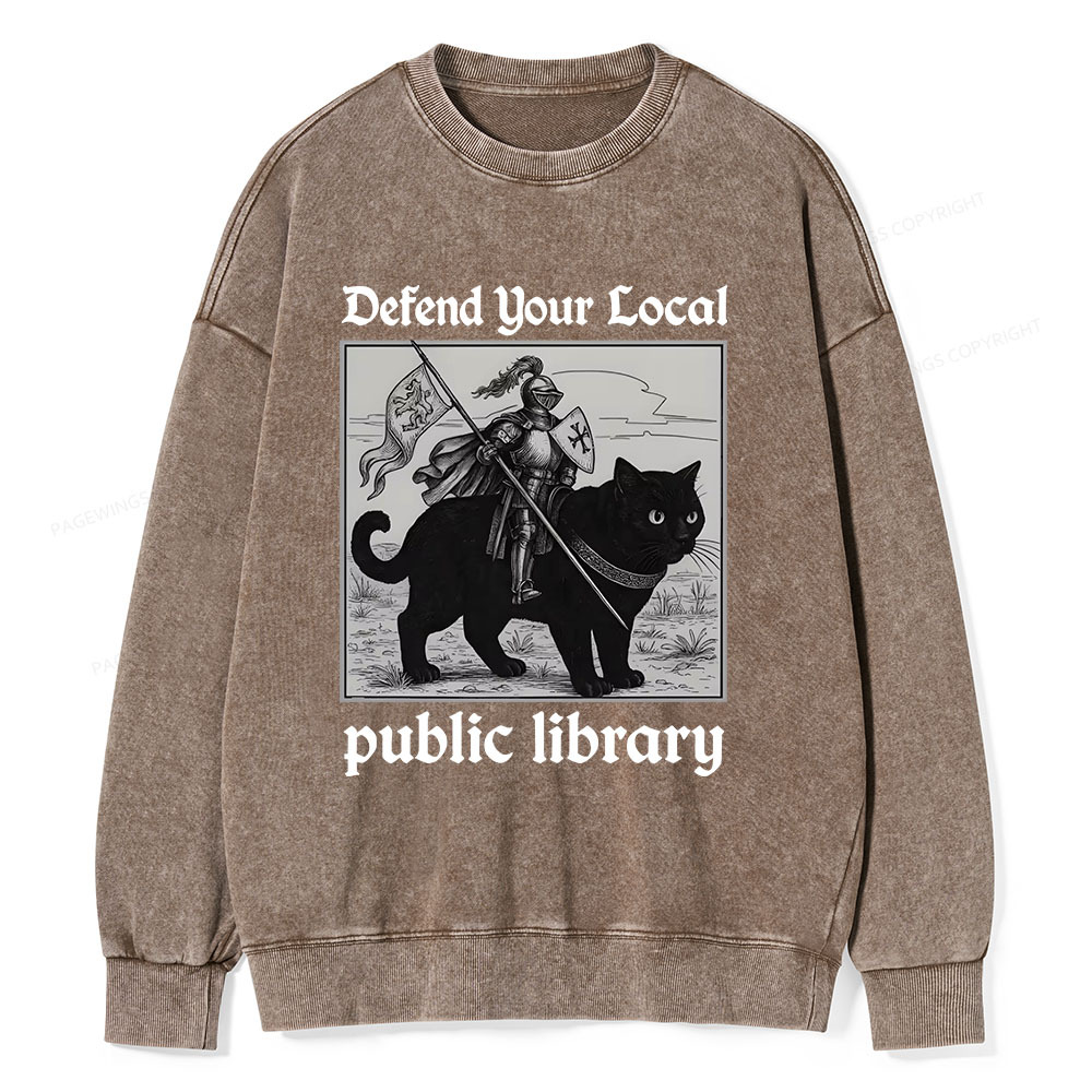 Pagewings Defend Your Local public library Unisex Washed Sweatshirt