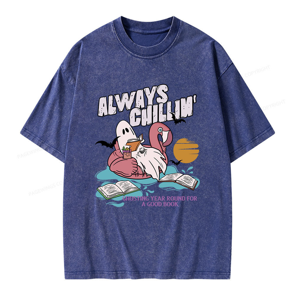 Pagewings Book Lover Summerween Always Chillin' Unisex Washed T-shirt