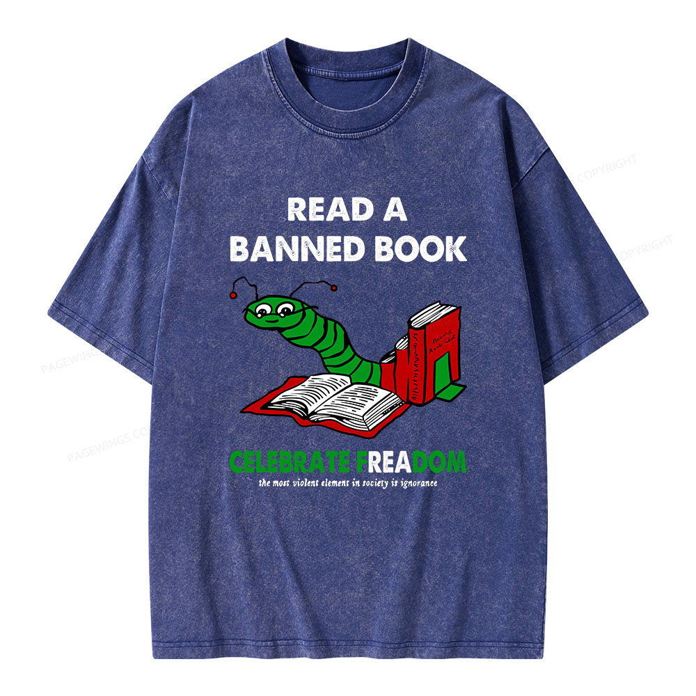 Pagewings Read A Banned Book Unisex Washed T-shirt