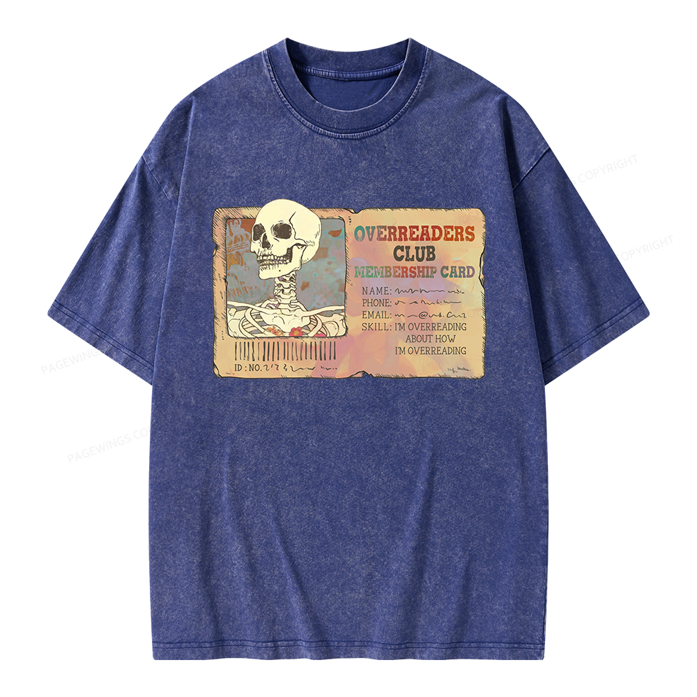 Pagewings Overreaders Club Membership Card Unisex Washed T-shirt