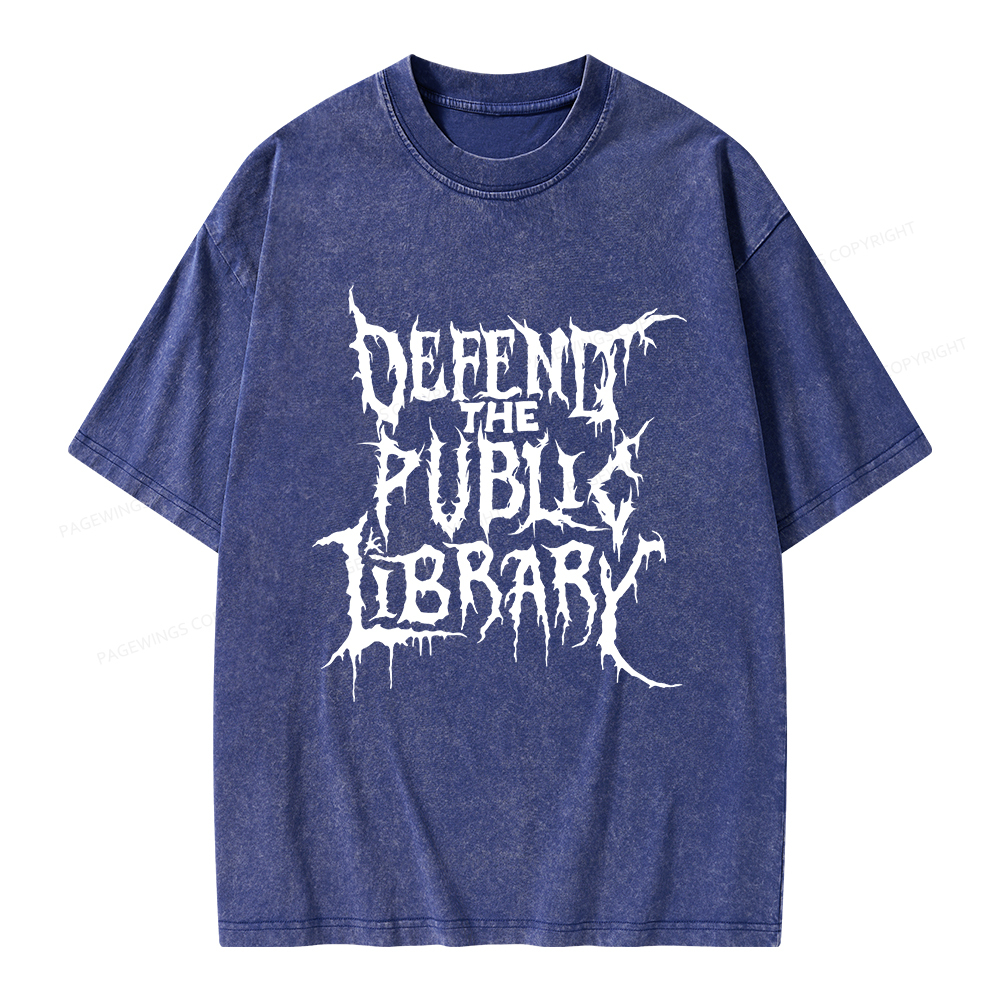 Pagewings Defend The Public Library Unisex Washed T-shirt