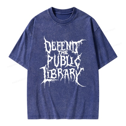 Pagewings Defend The Public Library Unisex Washed T-shirt