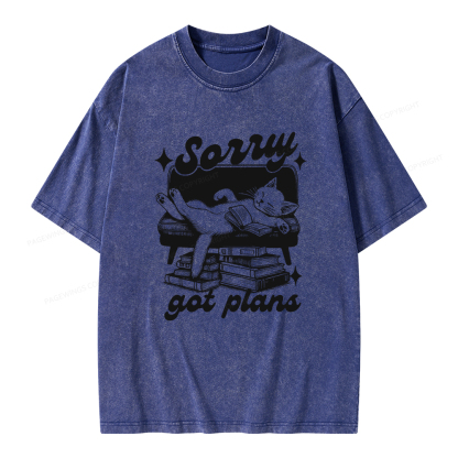 Pagewings Sorry Got Plans Unisex Washed T-shirt