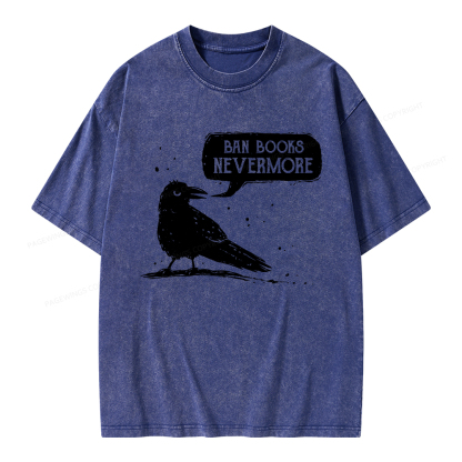 Pagewings Ban Books Nevermore Unisex Washed T-shirt