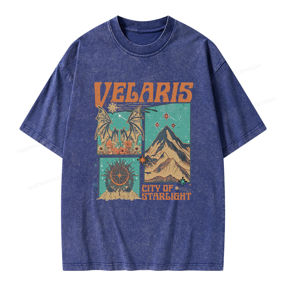 Pagewings Velaris City Of Starlight Unisex Washed T-shirt