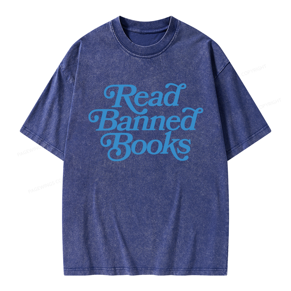 Pagewings Read Band Books Freedom Read Unisex Washed T-shirt