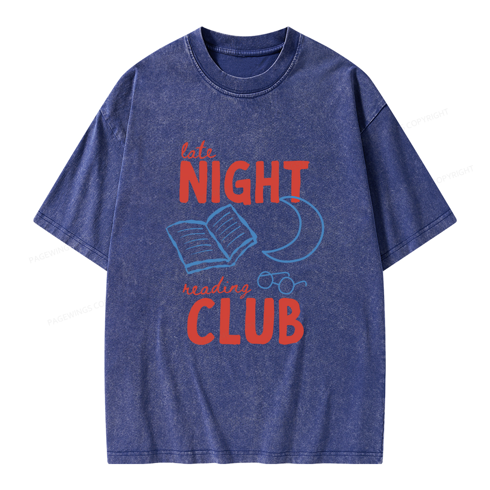 Pagewings Late Night Reading Club Unisex Washed T-shirt