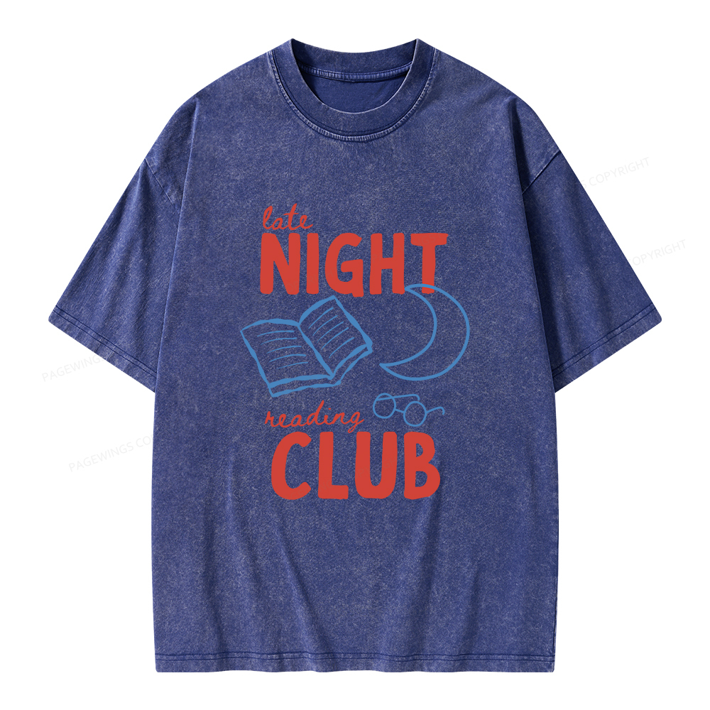 Pagewings Late Night Reading Club Unisex Washed T-shirt