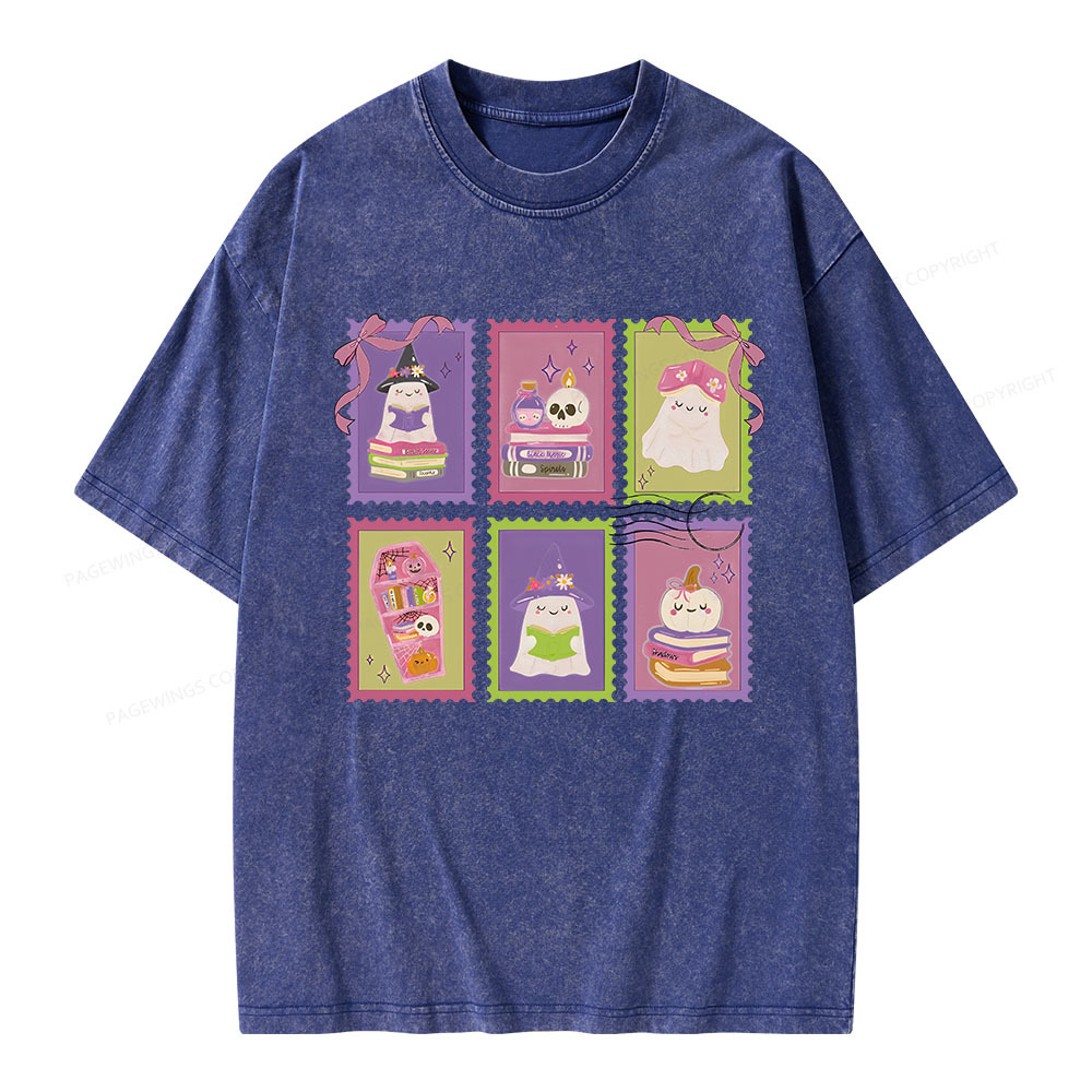 Pagewings Bookish Halloween Unisex Washed T-shirt