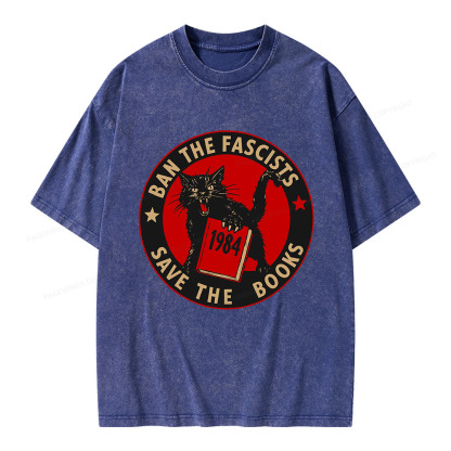 Pagewings Ban The Fascists Save The Books Unisex Washed T-shirt