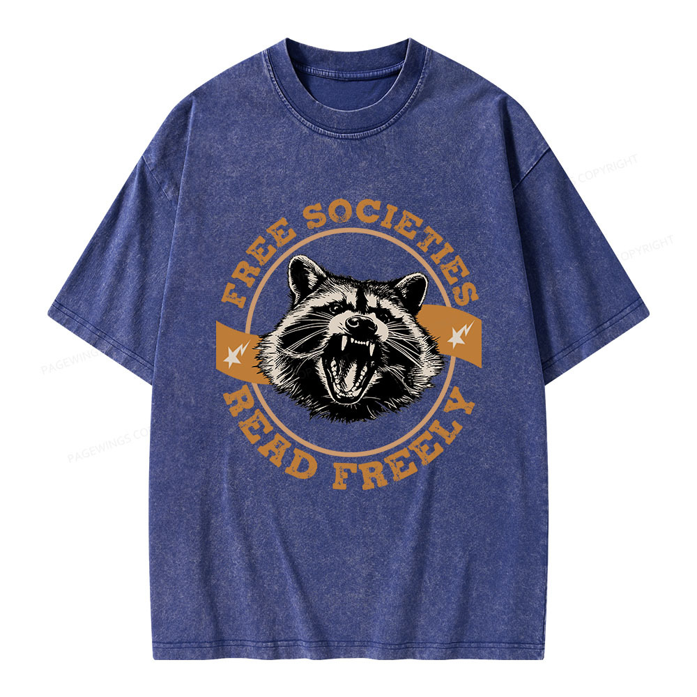 Pagewings Free Societies Read Freely Unisex Washed T-shirt