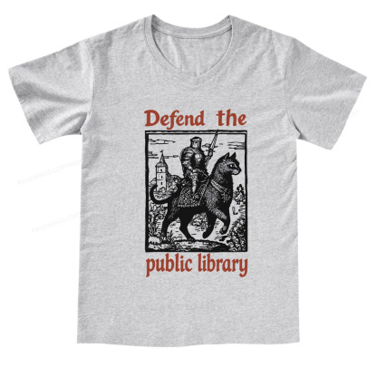 Pagewings Defend the Public Library V-neck T-shirt