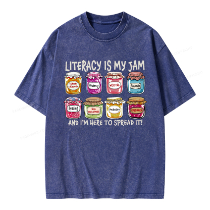 Pagewings Literacy Is My Jam Unisex Washed T-shirt