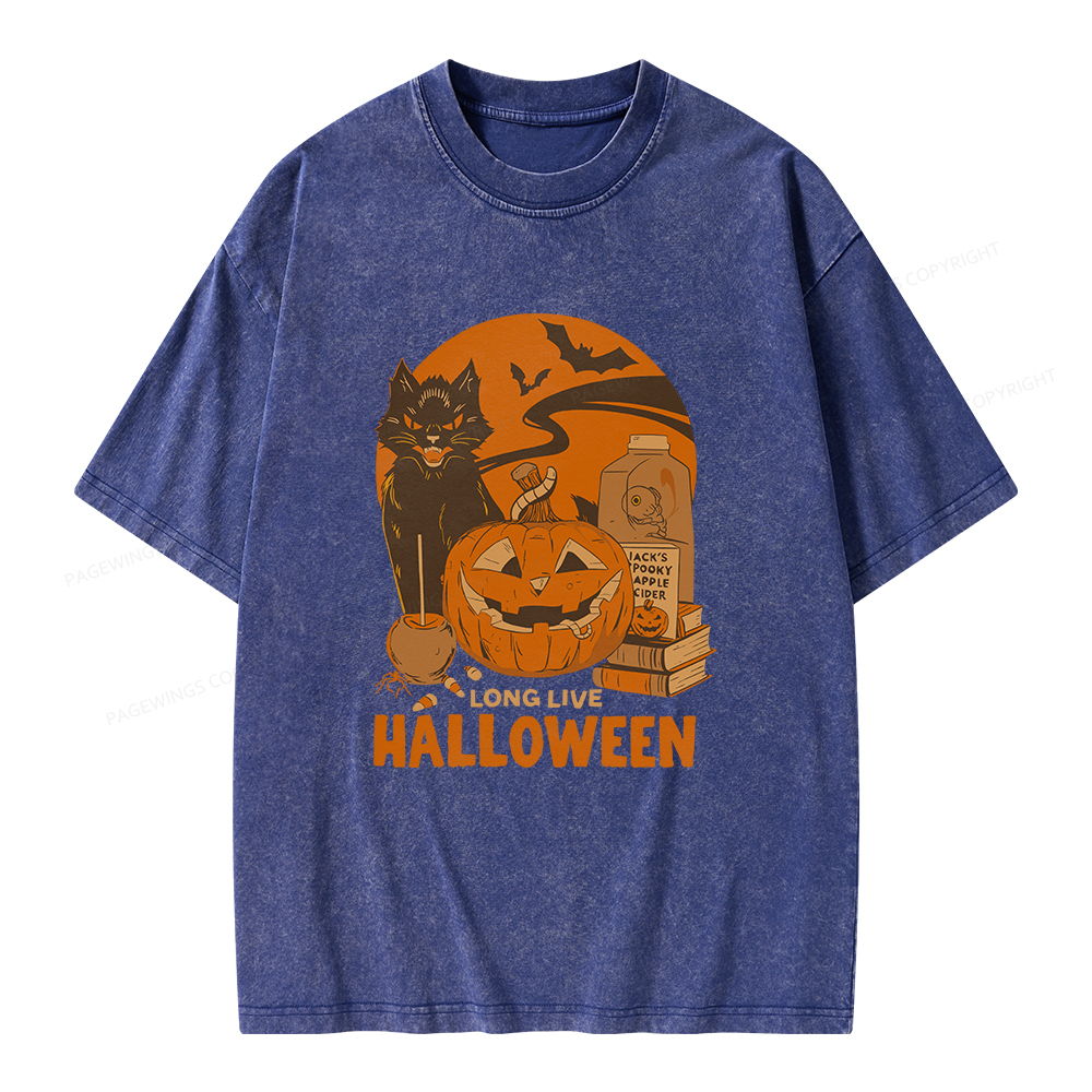 Pagewings Long Live Halloween Unisex Washed T-shirt