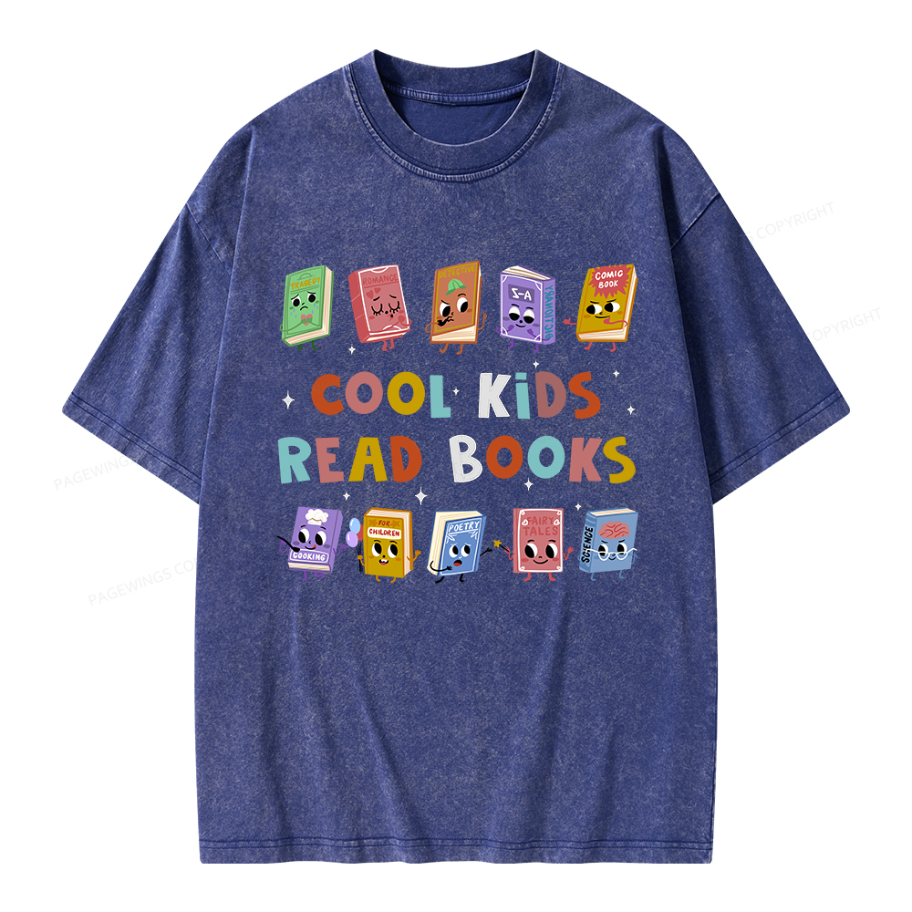 Pagewings Cool Kids Read Books Unisex Washed T-shirt