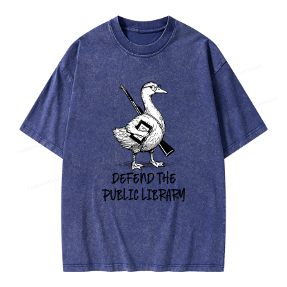Pagewings Defend The Public Library Unisex Washed T-shirt