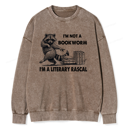 Pagewings I'm Not A Bookworm I'm A Literary Rascal Unisex Washed Sweatshirt